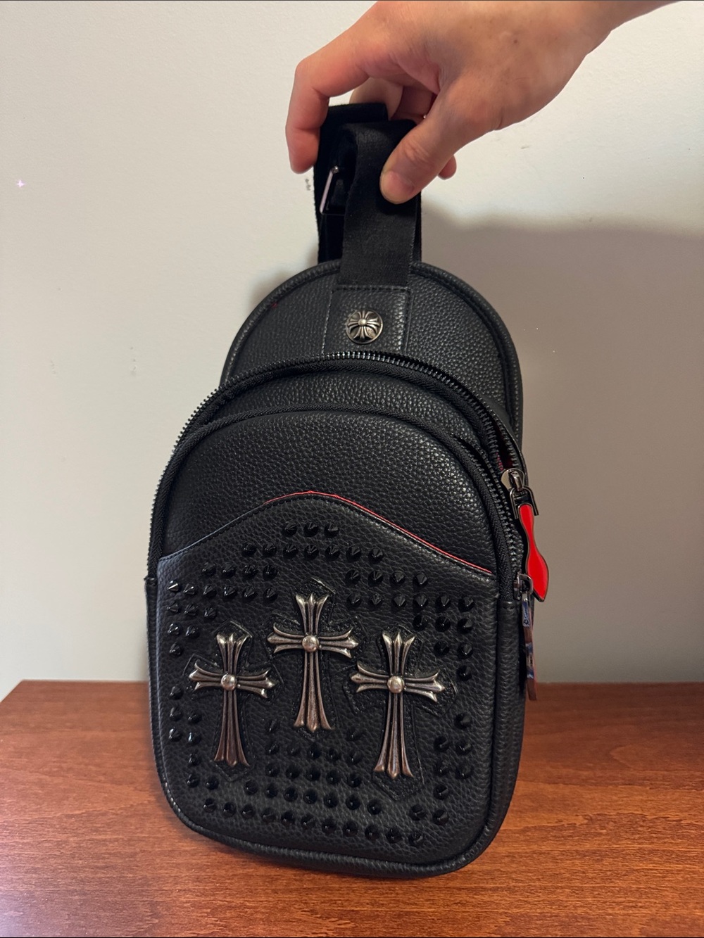 Black Cross Accent Sling Bag
